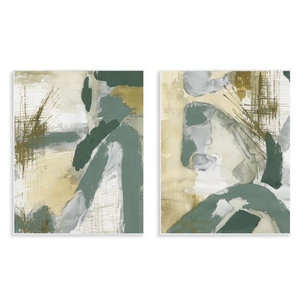 Stupell Industries Rustic Abstraction in Neutrals by Vanna Lam 2 Pieces Unframed Abstract Graphic Art Print 14 in. x 11 in.