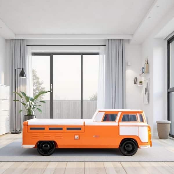 Xiel Orange Twin Size Standard Bus Bed with LED Lights and Sound Effects