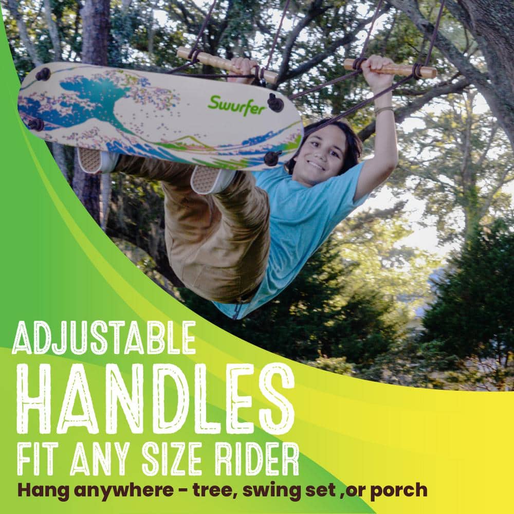 Wave Design Maple Stand Up Skateboard Swing with Rope
