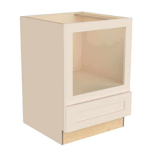 Newport 30 in. W x 24 in. D x 34.5 in. H Assembled Plywood Microwave Base Kitchen Cabinet in Blended Cream with Soft