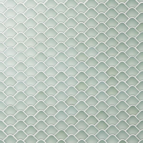 Ivy Hill Tile Waterhouse Green 12.55 in. x 13.18 in. Matte Glass Wall Fishscale Mosaic Tile (1.14 sq. ft./Each)