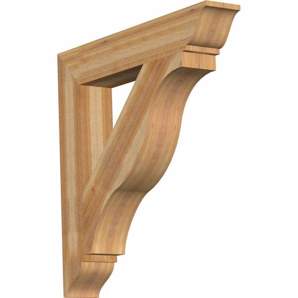 Ekena Millwork 6 in. x 38 in. x 38 in. Western Red Cedar Funston Traditional Rough Sawn Bracket
