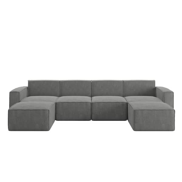 Carnegy Avenue 6-Piece Dark Gray Fabric Living Room Sectional Sofa
