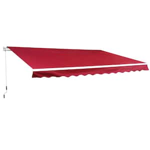 10 ft. x 8 ft. Manual Retractable Sun Shade Patio Awning with UV Protection and Easy Crank Opening Wine Red
