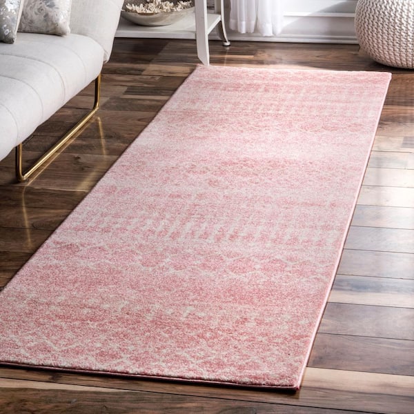Blythe Modern Moroccan Trellis 3 ft. x 8 ft. Pink Runner Rug