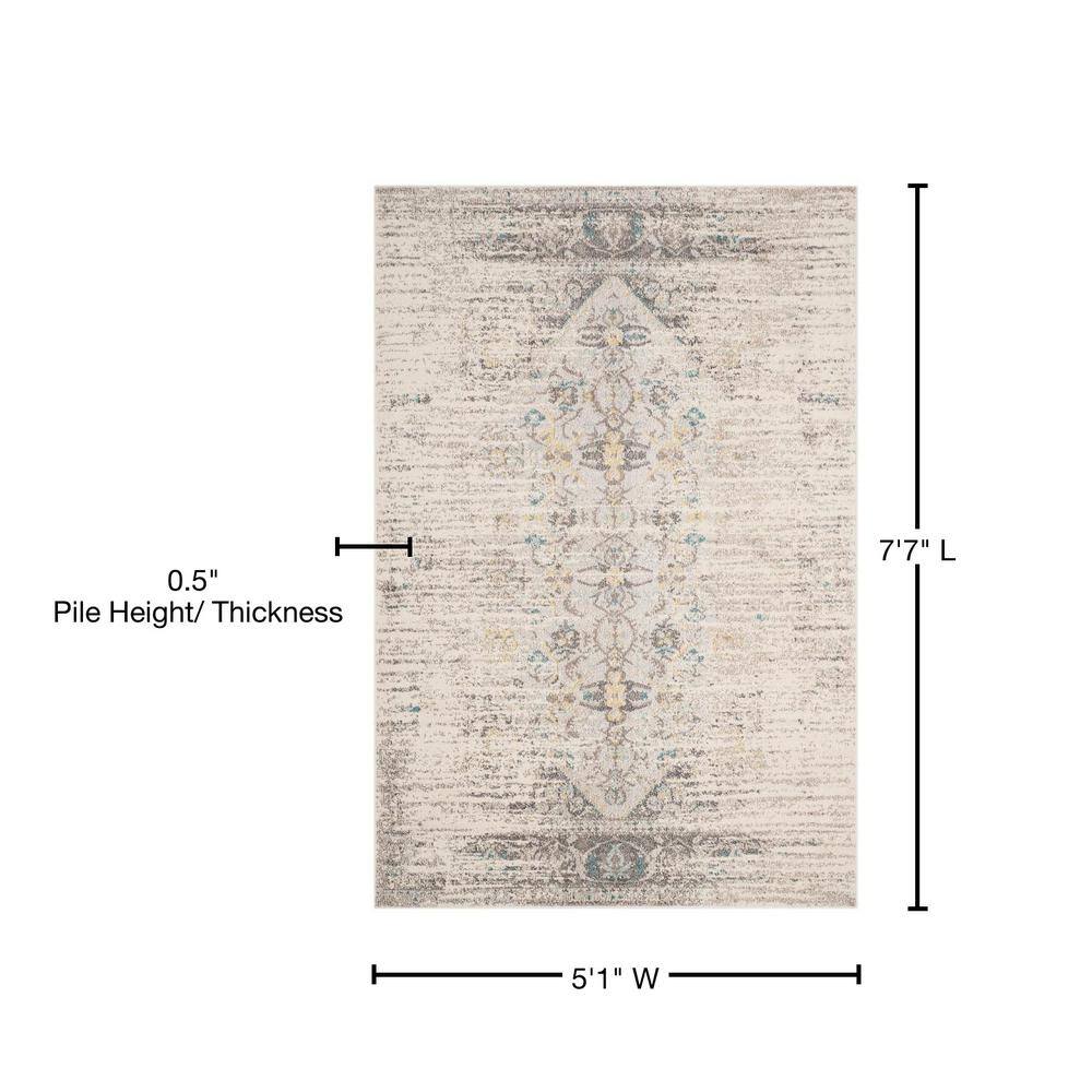 Reversible Gray Synthetic 5'1" x 7'7" Hand-Knotted Area Rug