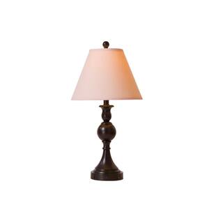 25 in. Painted Bronze Metal Table Lamp with Two Convenience Outlets