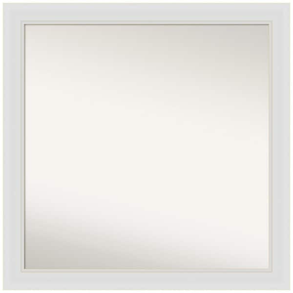 Amanti Art Flair Soft White Narrow 30 in. W x 30 in. H Square Non-Beveled Framed Wall Mirror in White