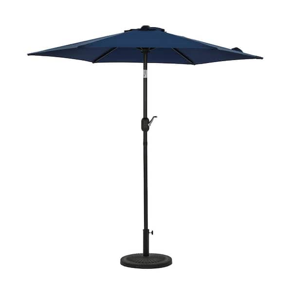 Island Umbrella Bistro 7.5 ft. Polyester Hexagon Market Patio Umbrella in Navy Blue