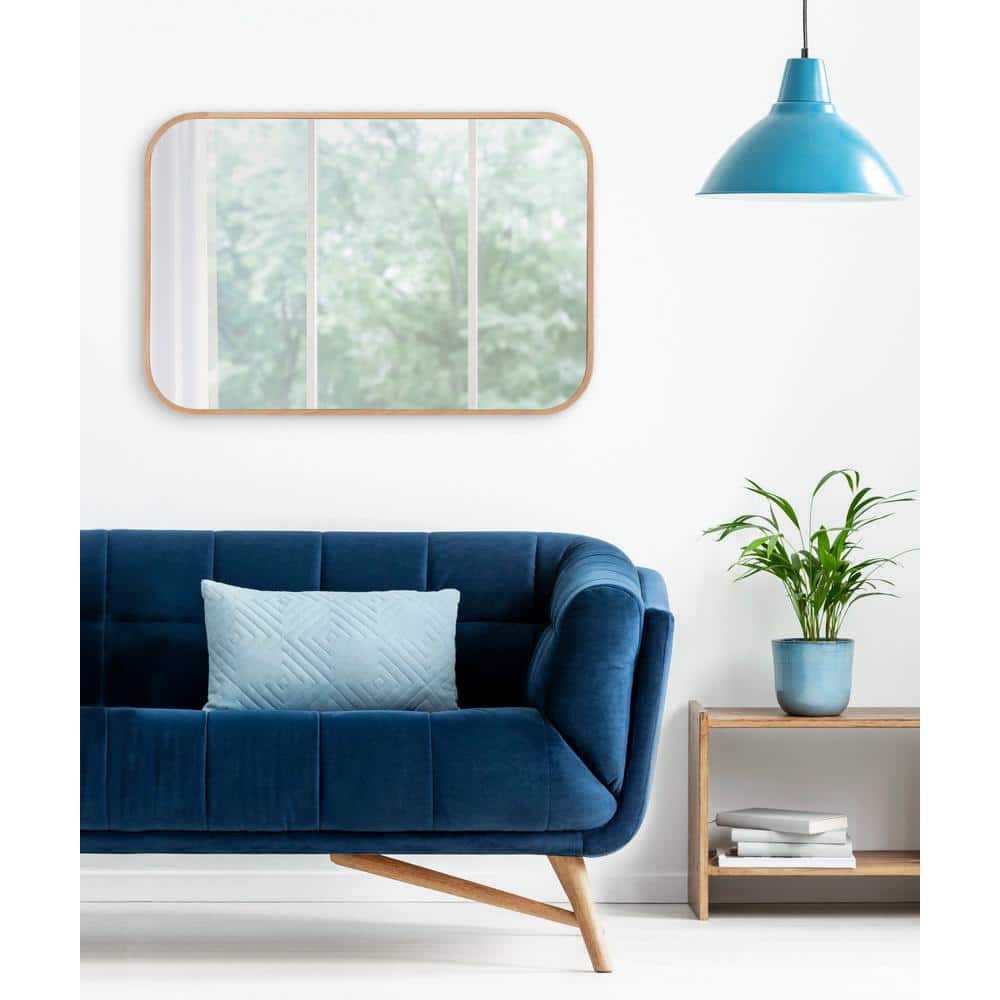 Scandinavian Inspired Natural Wood Rounded Rectangular Wall Mirror