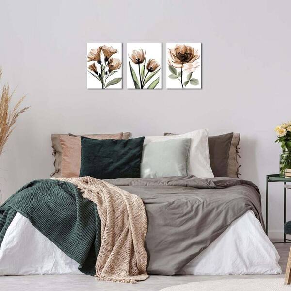 3 Piece X-Ray Flower Canvas Wall Art EEB0D12K9Q44 - The Home Depot