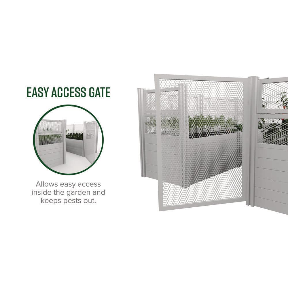 12 ft x 8 ft White Vinyl Keyhole Composting Garden Bed