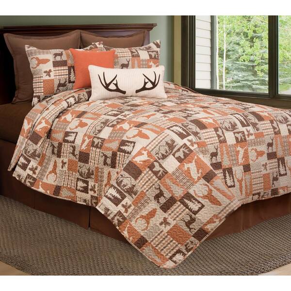 C&F Home Buck Ridge Trail 3-Piece Brown Polyester Full/Queen Quilt Set
