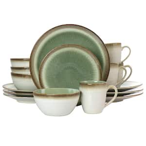 Moonstruck 16-Piece Green Ceramic Dinnerware Set