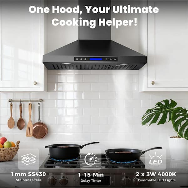 INATECK 30 in. 900 CFM Convertible Wall Mount Downdraft System in