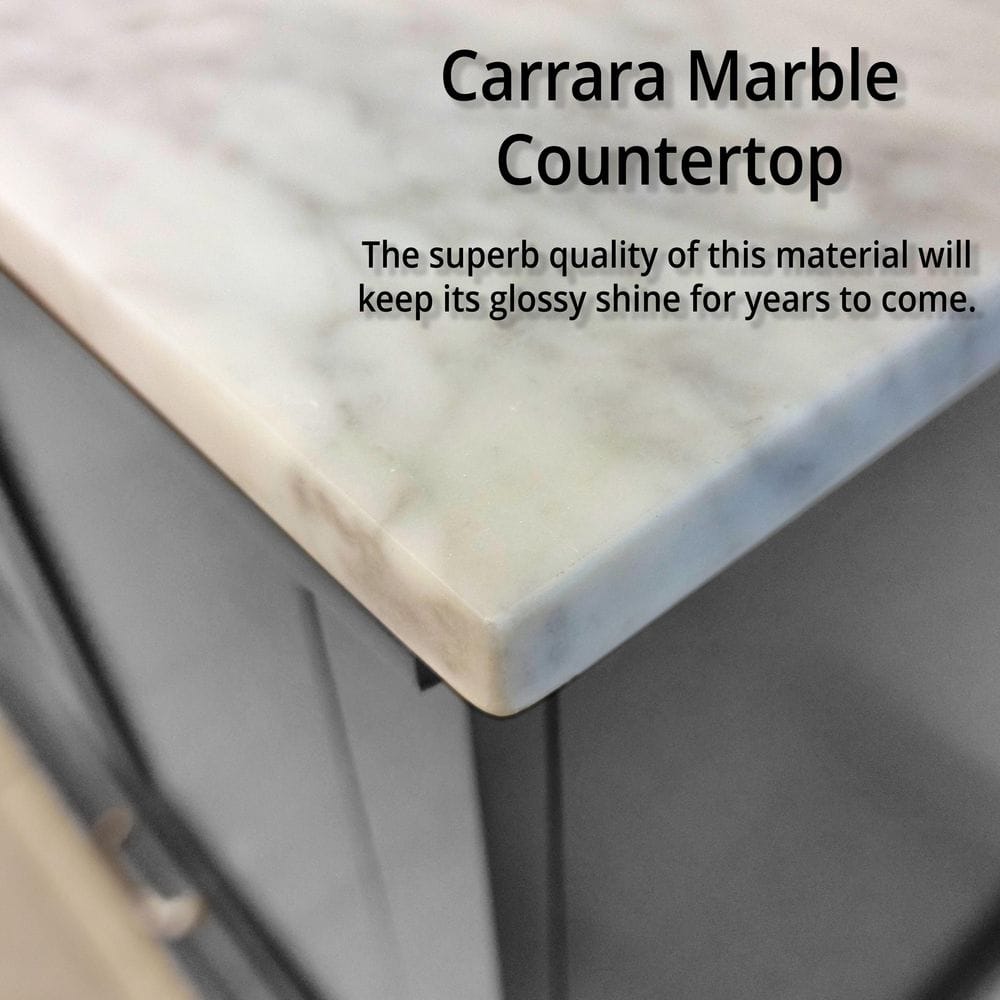 Dukes 84" Dark Grey Double Vanity with White Carrara Marble Top
