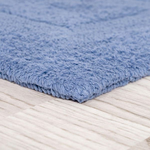 Lavish Home Cotton Reversible Long Bath Rug - Blue
