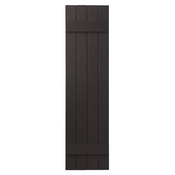 Ply Gem 15 in. x 51 in. Polypropylene 4-Board Closed Board and Batten Shutters Pair in Brown