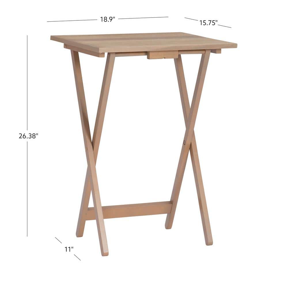 Elegant Gray Acacia 4-Piece Tray Table Set with Stand
