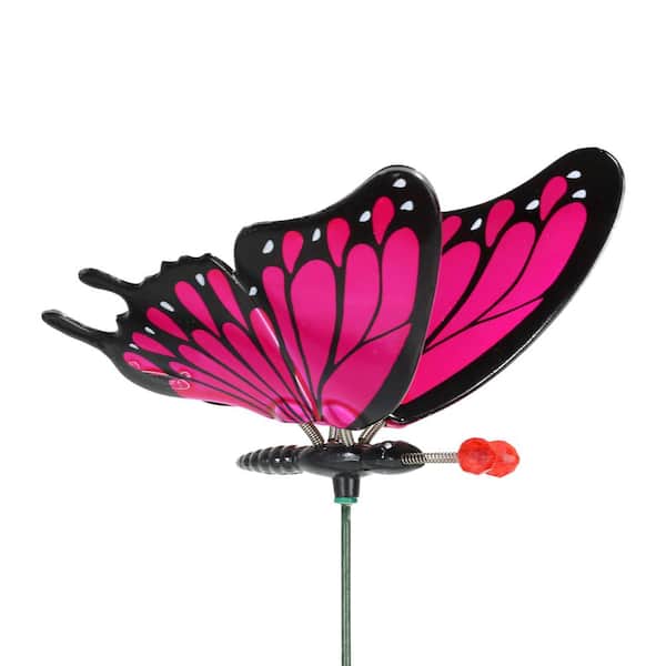 WindyWing Butterfly 1.31 ft. Pink Plastic Plant Stake