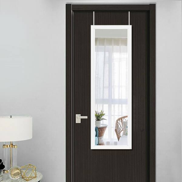 Pexfix 44 In X 16 In White Simple Frame Classic Rectangle Full Length On The Door Mirror Us Mhj001 Wh The Home Depot