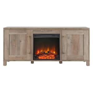 Chabot 58 in. Gray Oak TV Stand with Log Electric Fireplace Fits TV's up to 65 in.