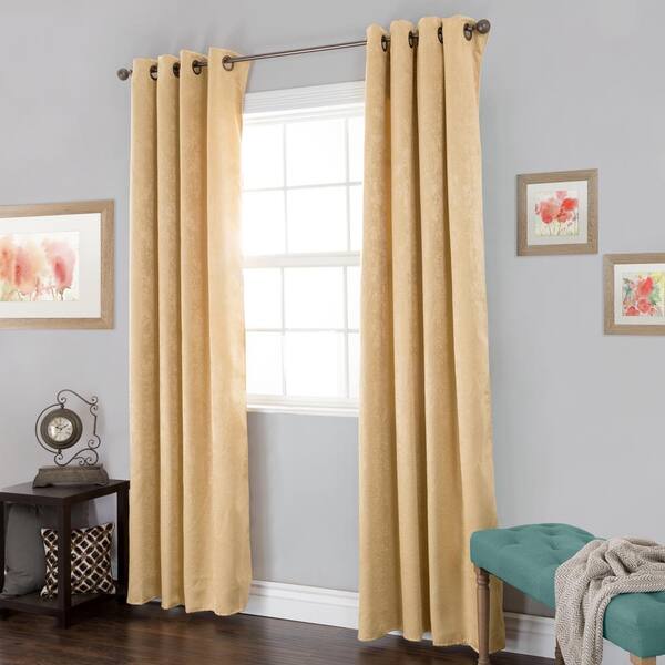 Lavish Home Blackout Mila Antique Gold Polyester Black Out Curtain 54 in. W x 84 in. L