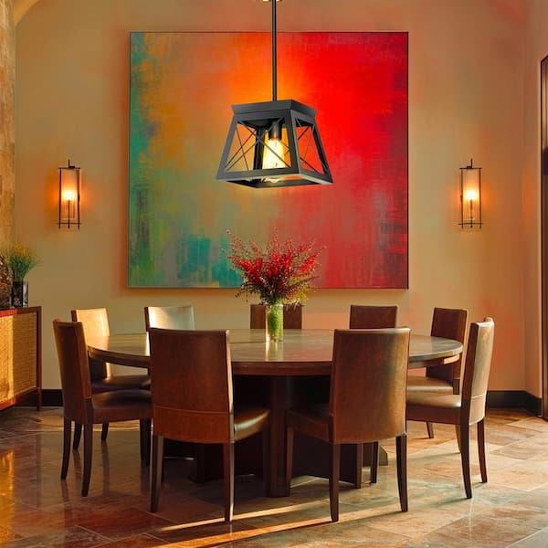 1-Light Sleek Matte Black Industrial Pendant Light - Modern Style for Your Kitchen, Bedroom or Entryway