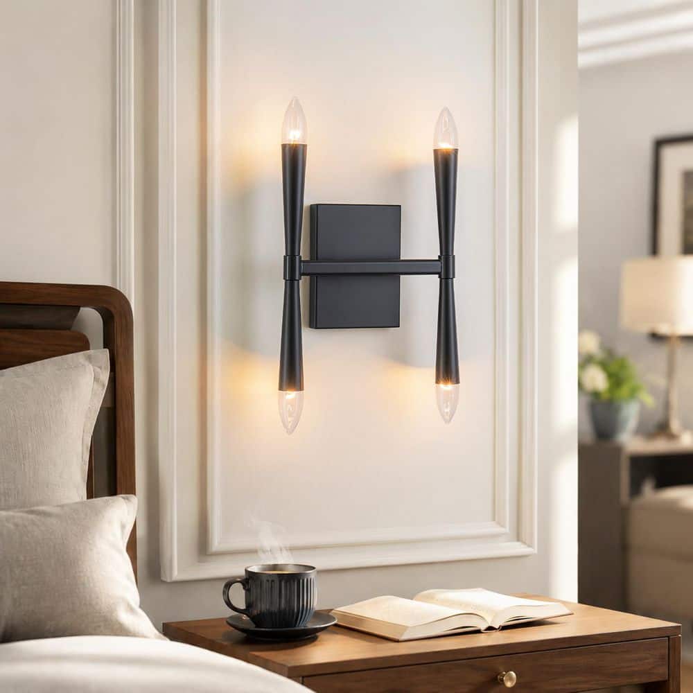 13 in. H 4-Light Modern Matte Black Iron Wall Sconce Metal Vanity Light price history on PriceWatchPro
