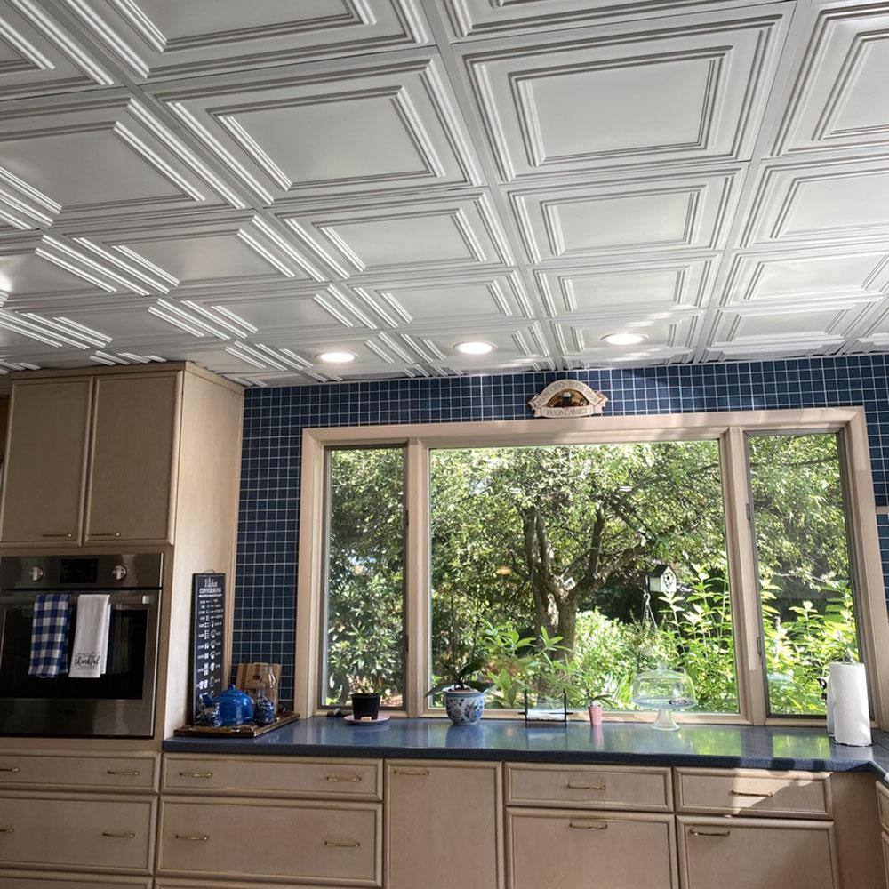 Economy 2 ft. x 2 ft. White PVC Decorative Ceiling Tile