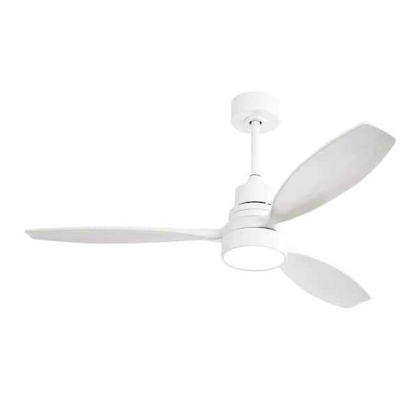 Lasaideal 52 in. White Integrated LED Indoor down rod mount Ceiling Fan with Light Kit and Remote Control