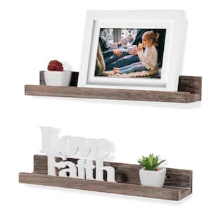 Ted Wall Mount Narrow Picture Ledge Shelf Display:17 Inch Floating :Distressed Walnut Set of 2