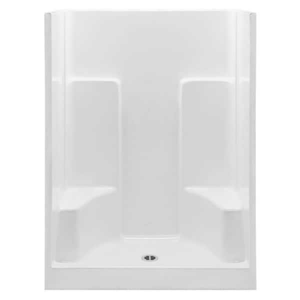 Aquatic Everyday 54 in. x 35 in. x 72 in. 1-Piece Shower Stall with 2 Seats and Center Drain in White