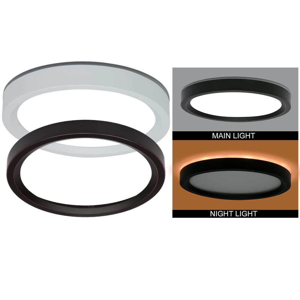 7.5 in. Round White Oil Rubbed Bronze Trims LED Flush Mount Ceiling Light A