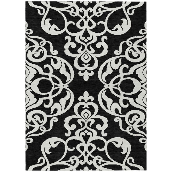 Chantille Machine Washable Indoor/Outdoor Abstract ACN973 Black 8 ft. x 10 ft. Area Rug
