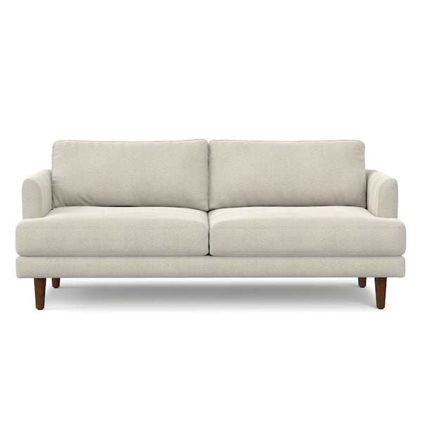 Livingston 76 in. Straight Arm Woven-Blend Fabric Wide Rectangle Mid-Century Modern Loveseat Sofa in. Cream White
