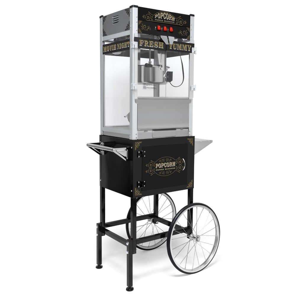 Popcorn Machine 20 oz 0.625 qt. Kettle Stainless Steel Stovetop Not Cooktop Compatible Popcorn Popper with Cart
