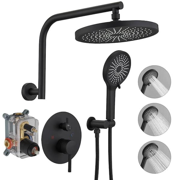 HOMEMYSTIQUE Single Handle 2-Spray Shower Faucet 2.5 GPM with Adjustable Flow Rate, Easy to Install in Matte Black