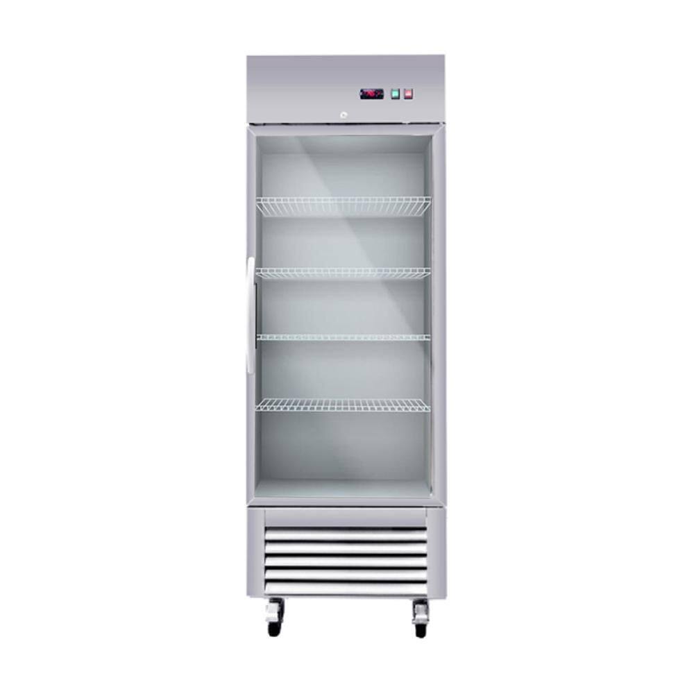 27 in. 18.68 cu. ft. Commercial Refrigerator with Single Glass Door, Stainless Steel Display and Fan Cooling, Silver