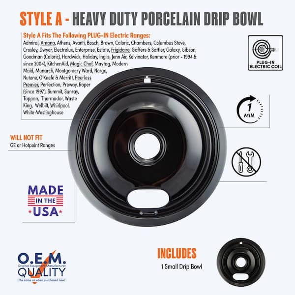 6 in. A Style Drip Pan in Black Porcelain