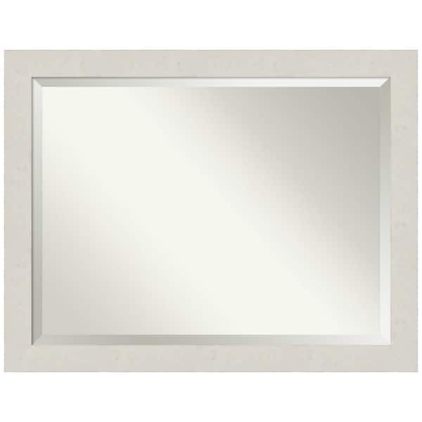 Amanti Art Rustic Plank White 45.5 in. H x 35.5 in. W Framed Wall Mirror