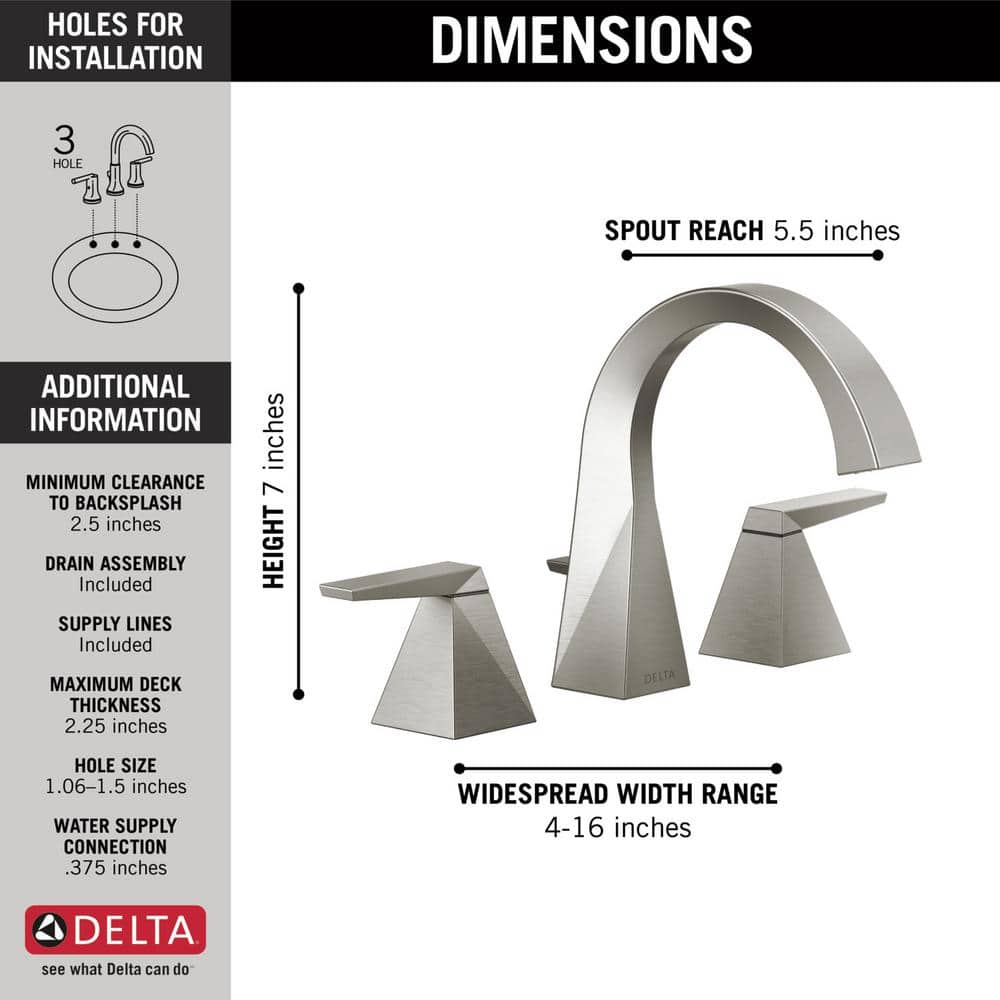Trillian 16" Modern Widespread Stainless Steel Bathroom Faucet
