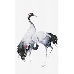 Kumano Collection White/Black Three Painted Crane 3-Panel Wall Mural 8.8 ft. high x 5.2 ft. wide