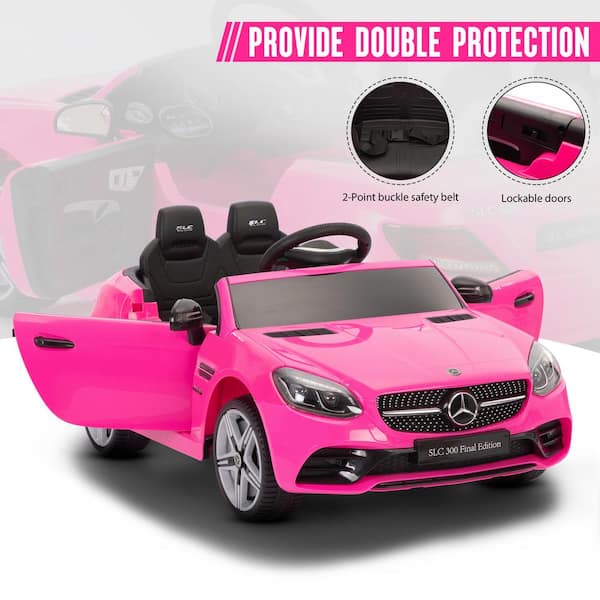 TOBBI 12-Volt Kids Car Ride On Licensed Mercedes-Benz Electric Vehicle with  LED Lights, Pink TH17Y0966 - The Home Depot