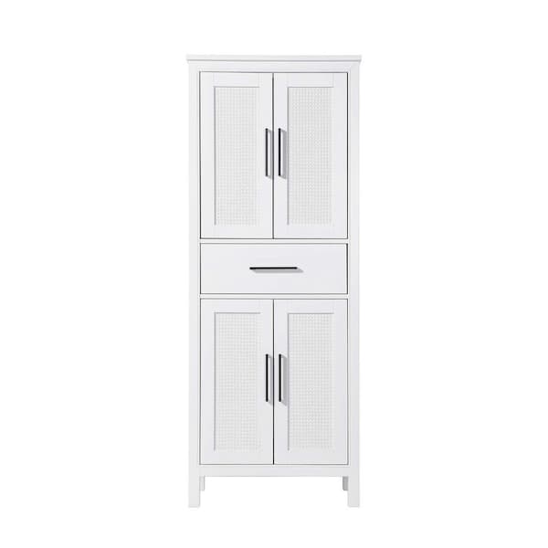 28 in. W x 18 in. D x 72 in. H White Freestanding Linen Cabinet
