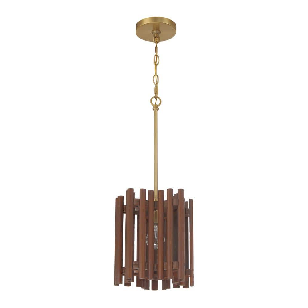 Craftmade 58491 Freeform 10  Wide Suspension Mini Pendant - Satin Brass / Walnut