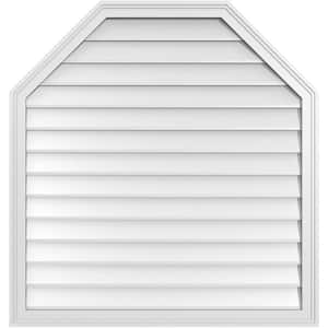 38 in. x 40 in. Octagonal Top Surface Mount PVC Gable Vent: Decorative with Brickmould Frame
