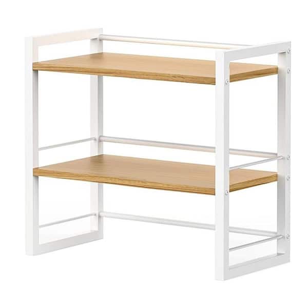 White 15.7 in. x 14.4 in. Wood Modern Desk Organizer Shelf