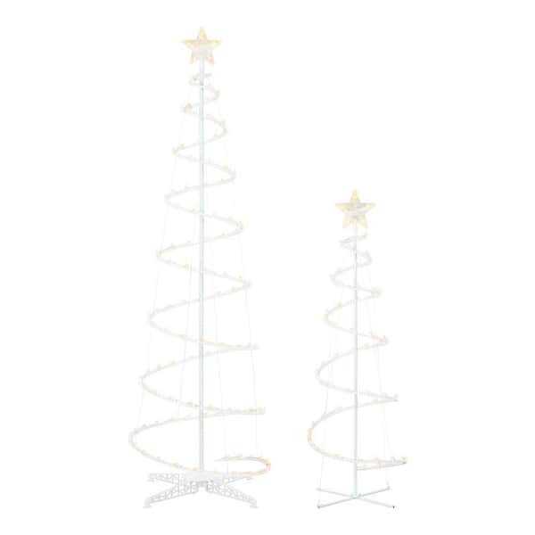 2-Piece LED Spiral Trees Holiday Yard Decoration Y35