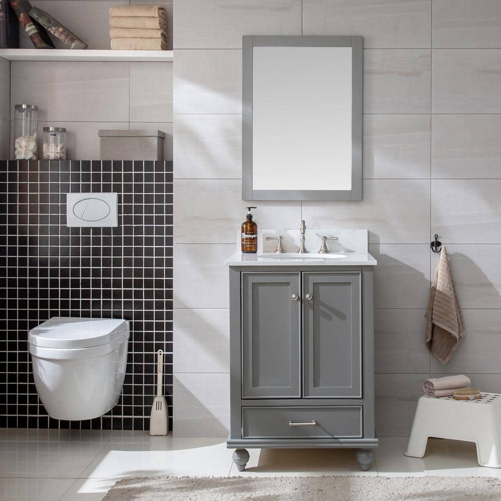 Melissa 30" Grain Gray Single Vanity with Carrara White Top